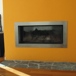 Cornice camino in inox satinato