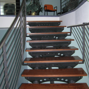 Scala acciaio e legno